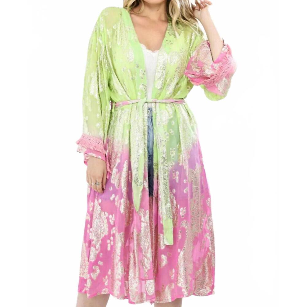 NEW BOHO MADRID women's glimmer kimono in lilac